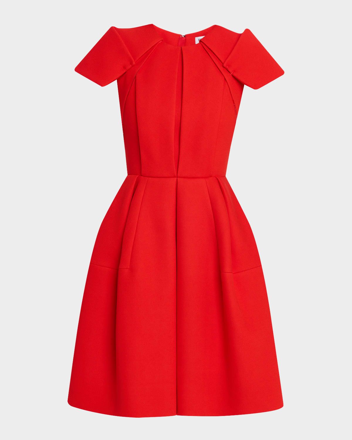 Short-Sleeve Pleated Mini Dress