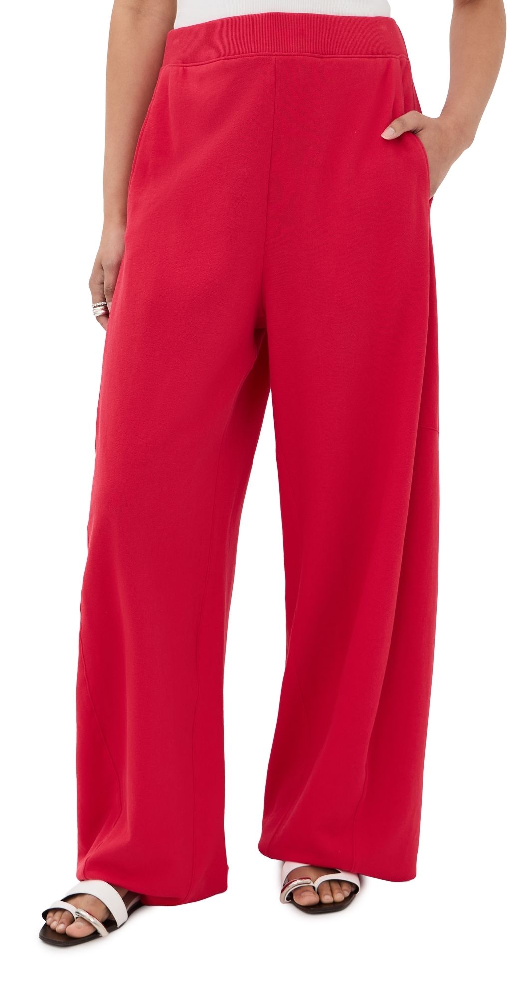 Tibi Lightweight Sweatshirting Winslow Pants Red M