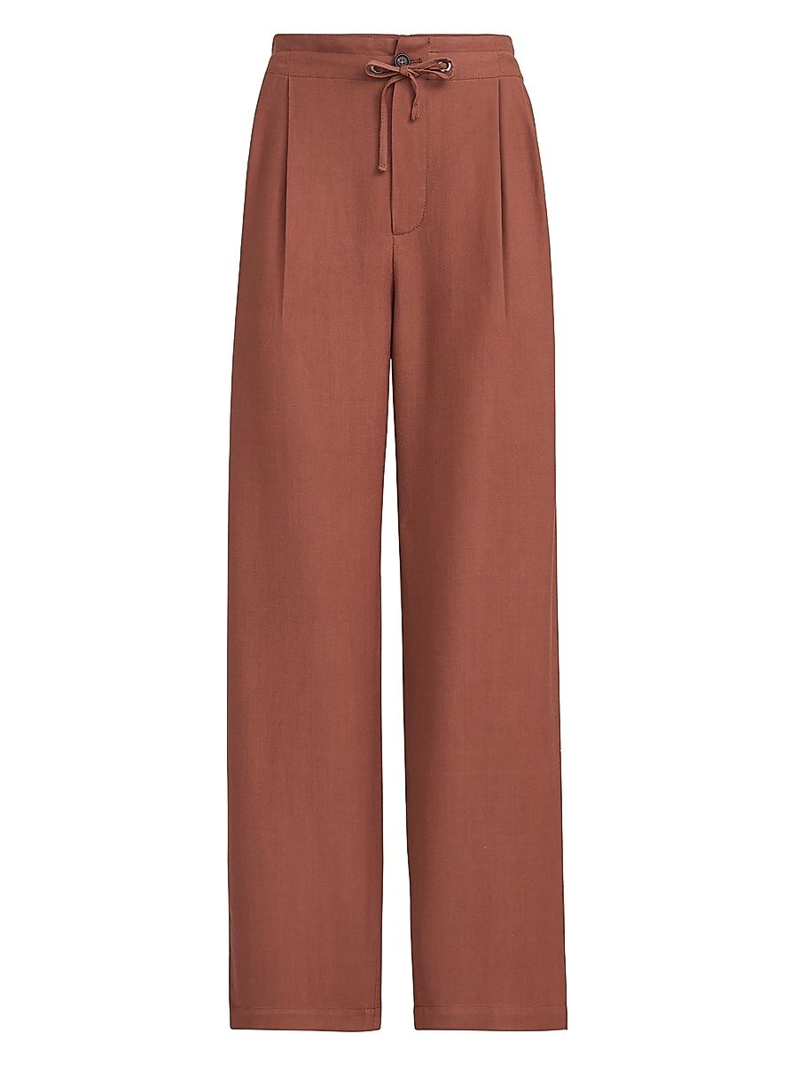 Women's Viscose and Linen Fluid Twill Tailored Track Trousers - Red - Size 16
