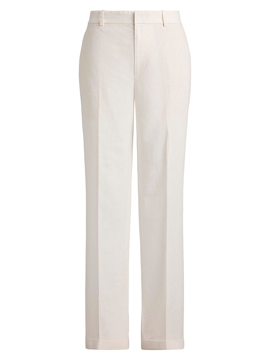 Women's Linen High-Rise Straight-Leg Pants - Nevis - Size 8