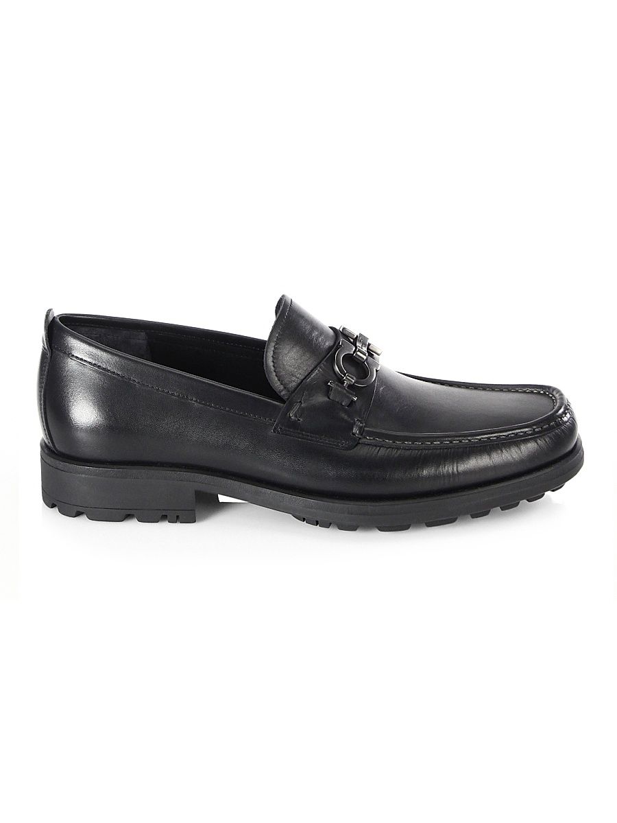 Men's David Gancini Bit Leather Loafers - Nero - Size 10