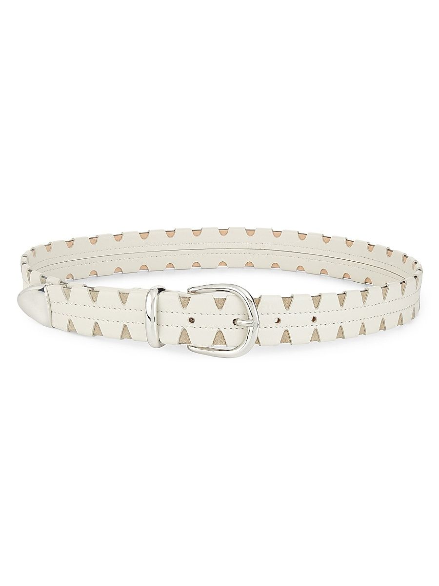 Women's Cutout Leather Belt - Beige - Size 32