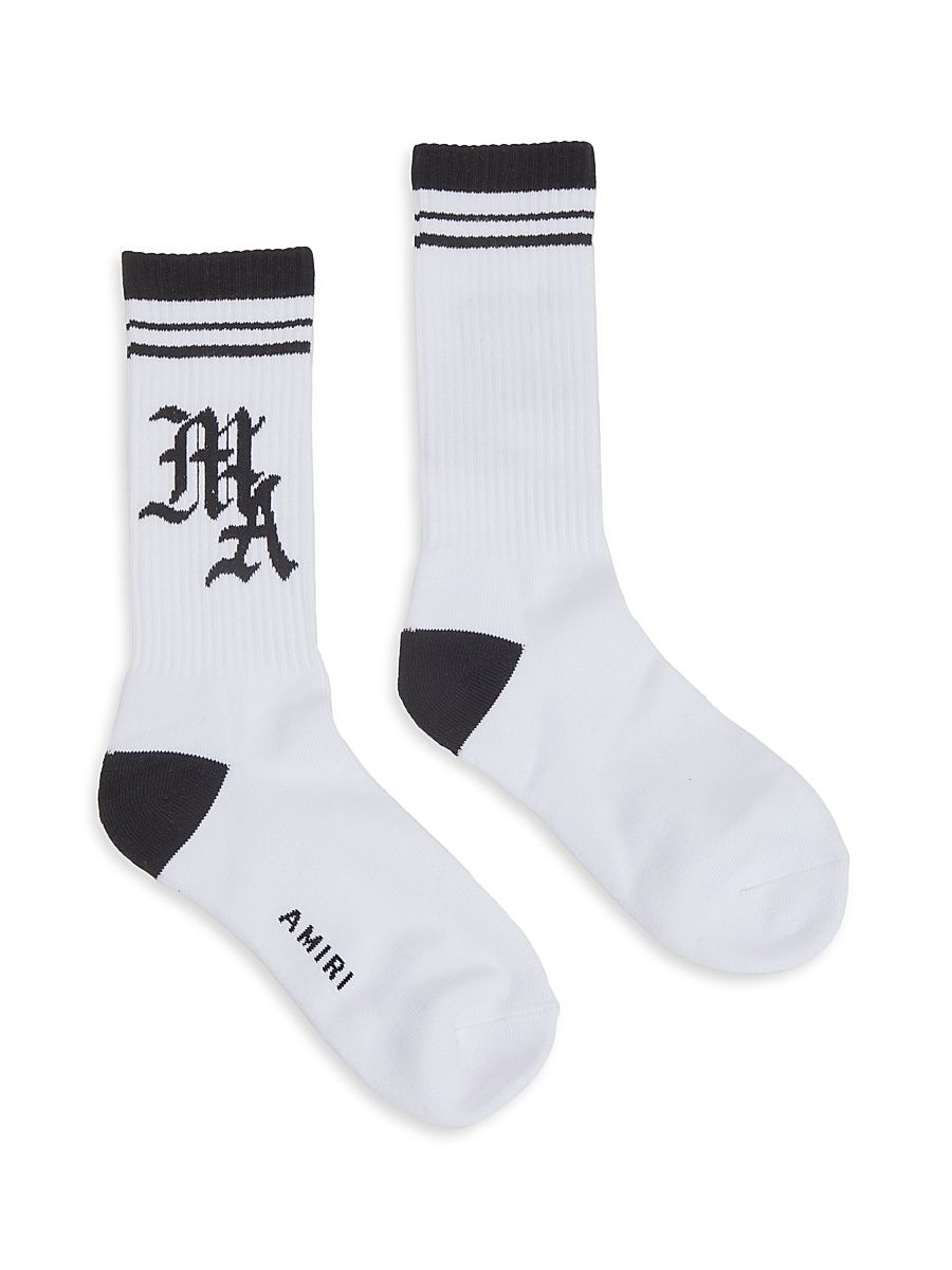 Men's MA Varsity Socks - White Black - Size Small