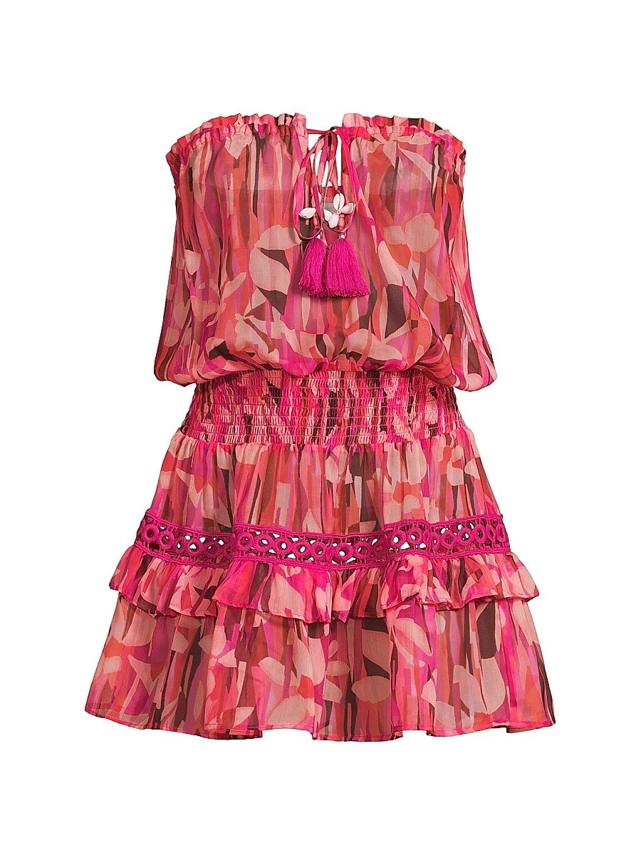 Women's Jaliyah Floral Strapless Minidress - Pink Floral - Size Large