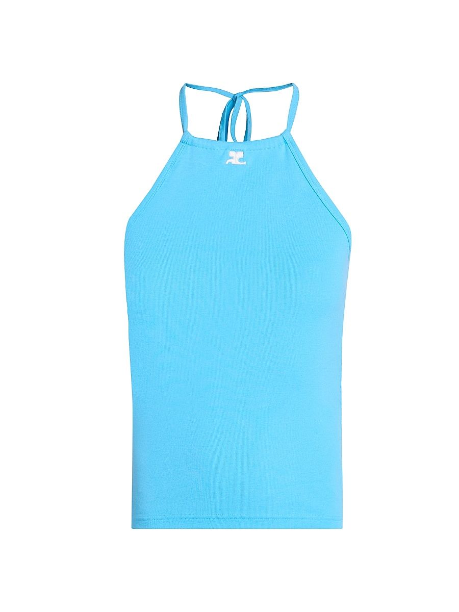 Women's Contrast Tie-Back Tank - Aqua - Size XXL
