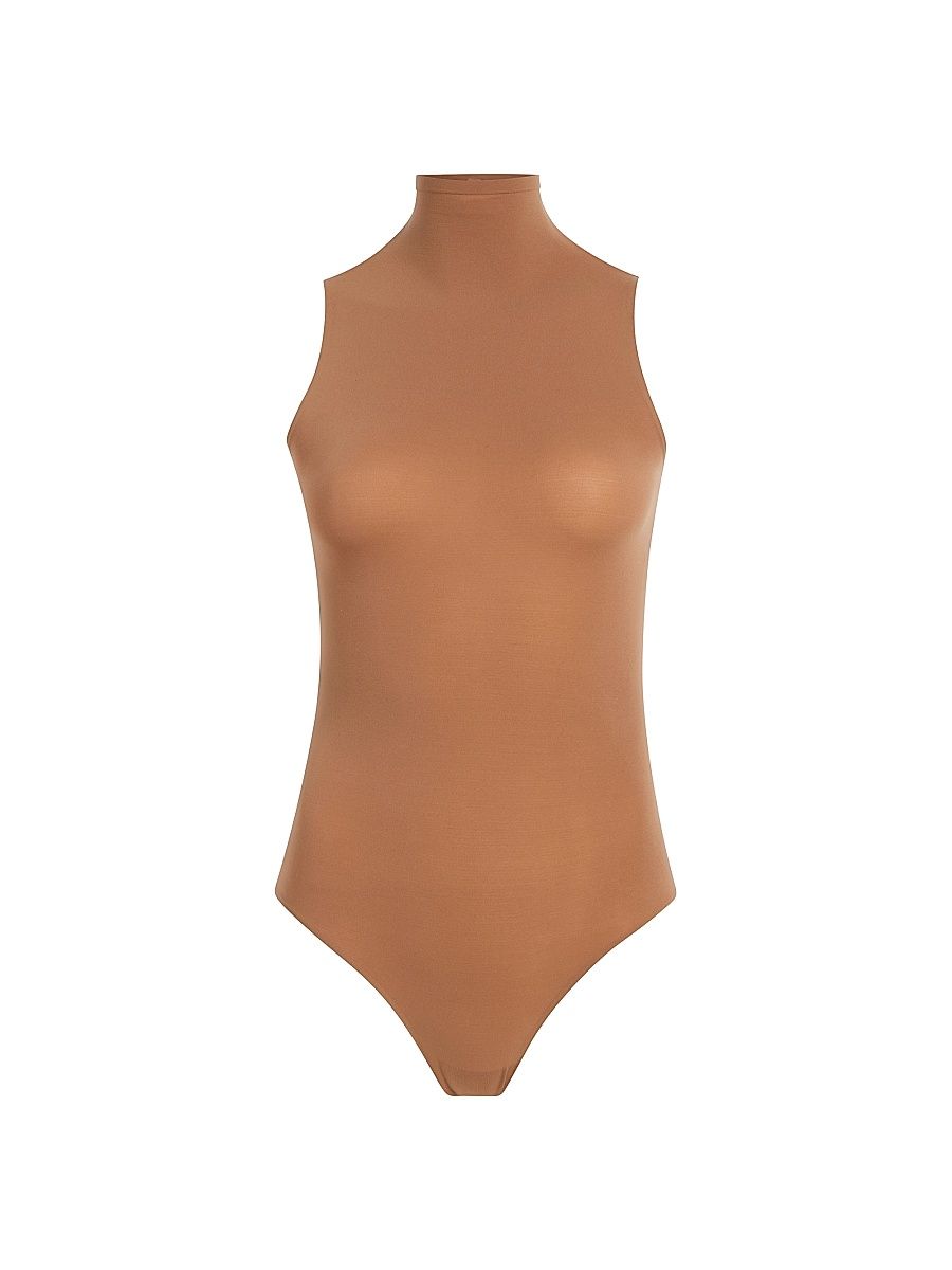 Women's Ballet Mockneck Sleeveless Bodysuit - Cocoa