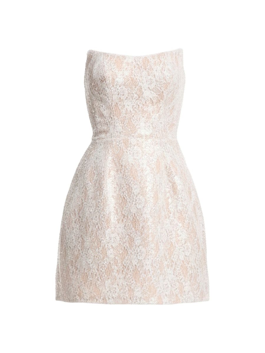 Women's Amity Sequin & Lace Minidress - White Beige - Size XS