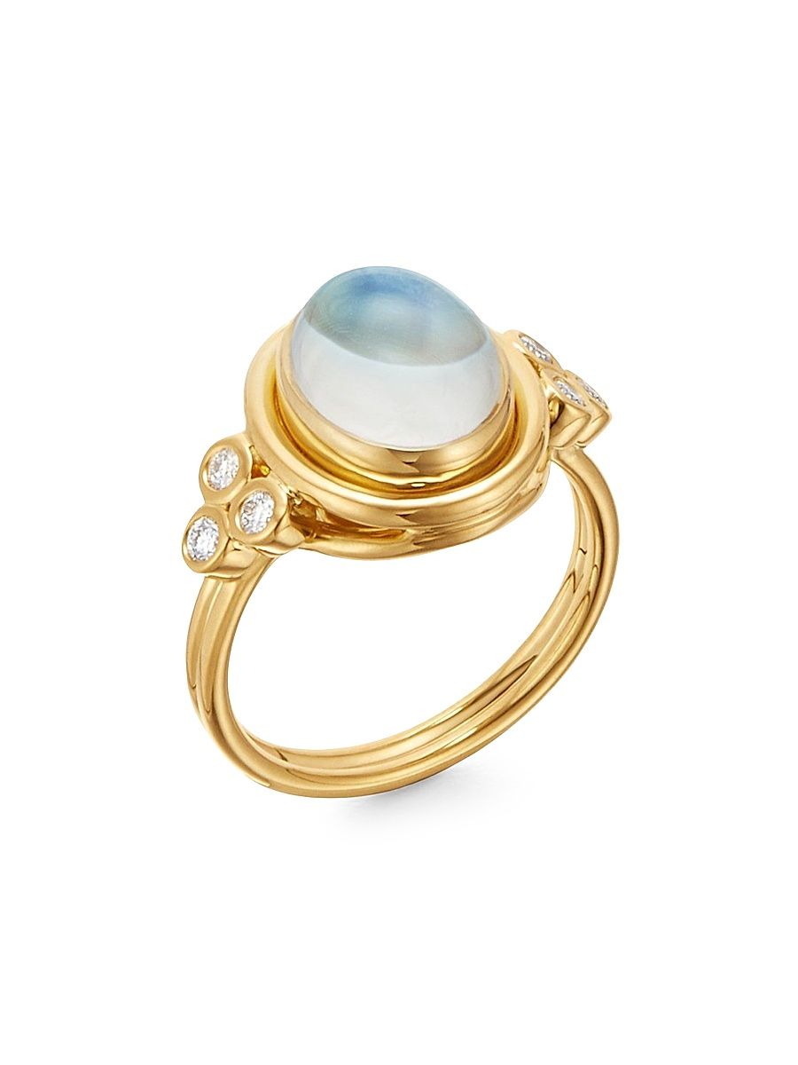 Women's Florence86 Oval Diamond, Royal Blue Moonstone & 18K Yellow Gold Ring - Yellow Gold - Size 6.5