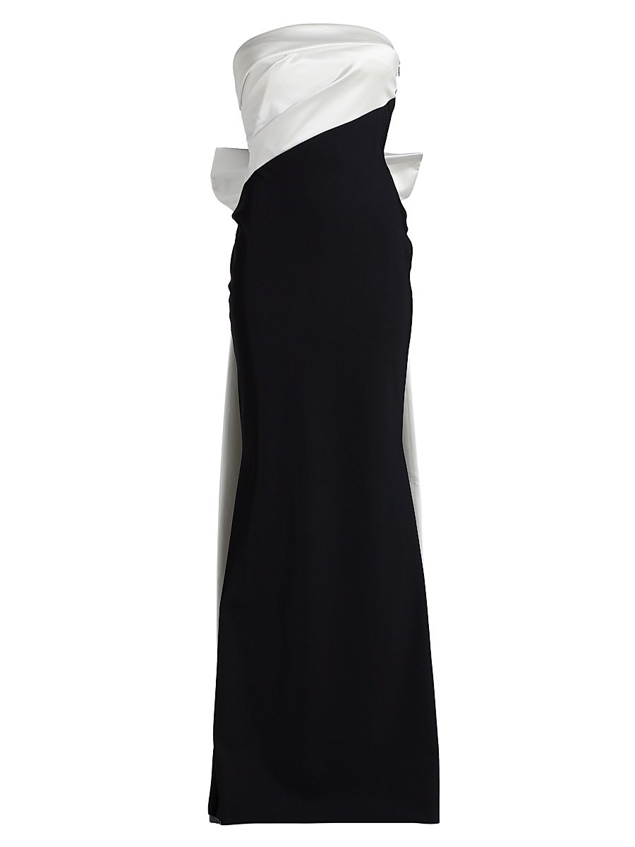 Women's Reyka Colorblocked Bow-Detailed Strapless Gown - Black White - Size 14