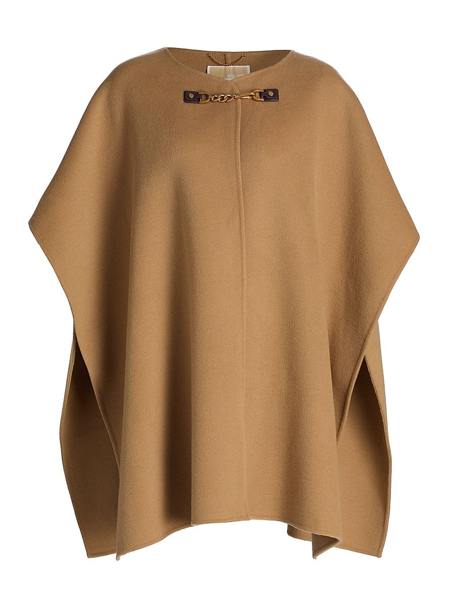 Women's Double-Faced Wool Cape - Dark Camel