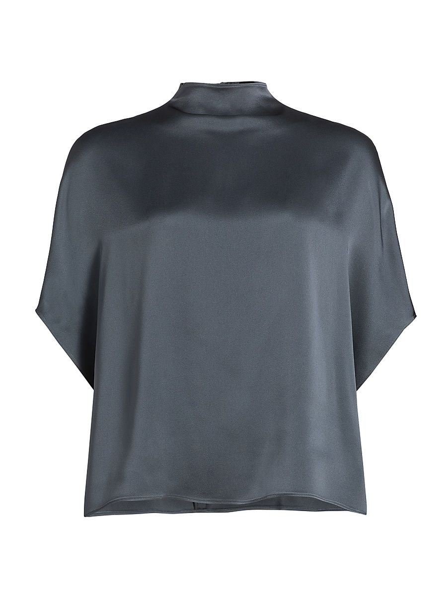 Women's Satin Cape Top - Gray Blue - Size XL