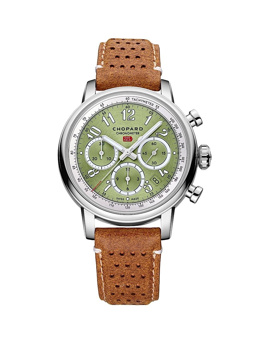 Men's Classic Racing Stainless Steel & Leather Watch - Brown