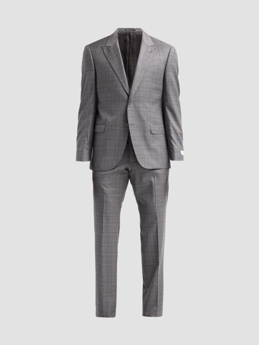 Emporio Armani Men's Glen Check Wool Single-Breasted Suit - Grey - Size 38