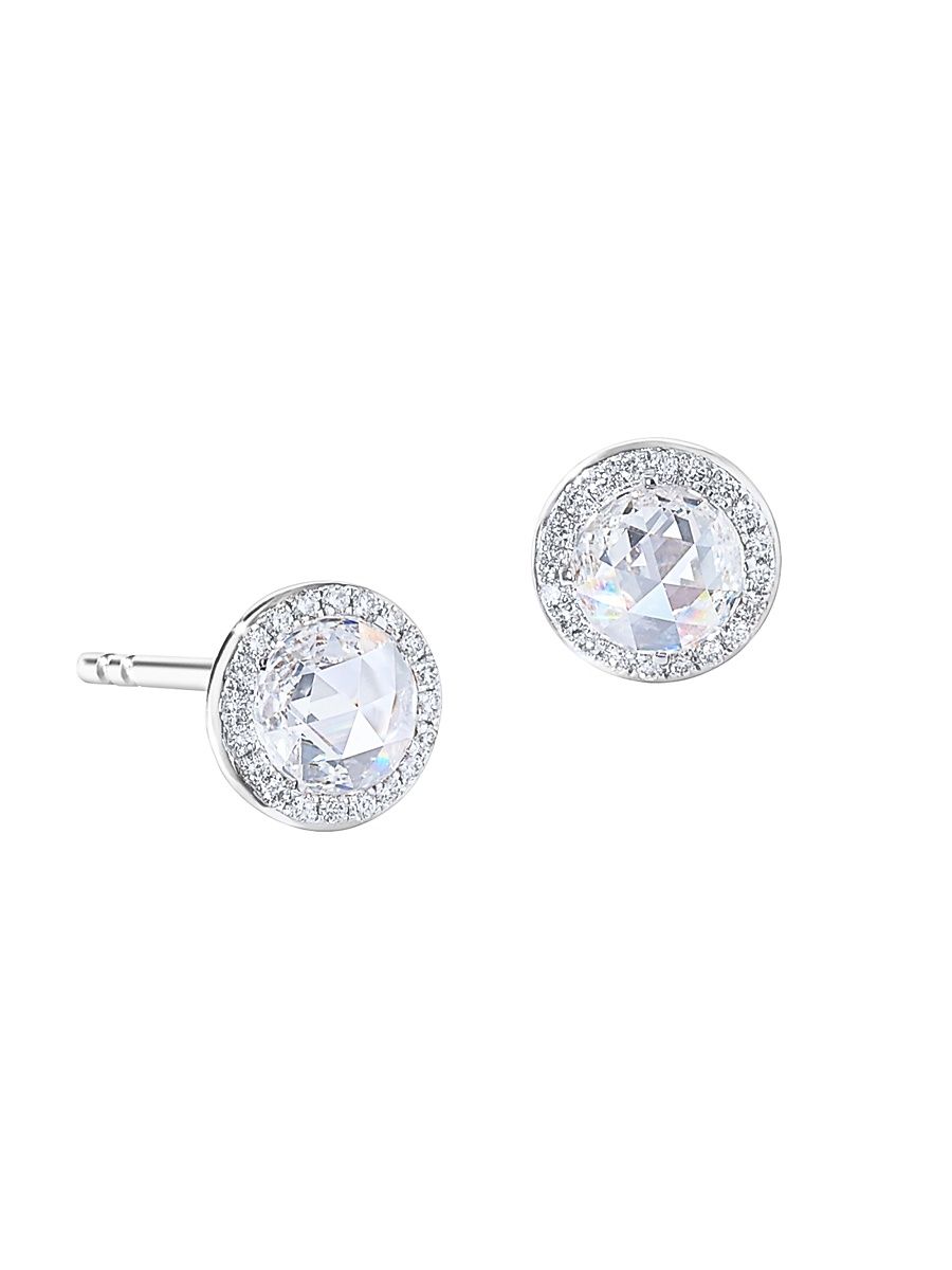 Women's Scallop 18K White Gold & 0.85 TCW Diamond Stud Earrings - White Gold