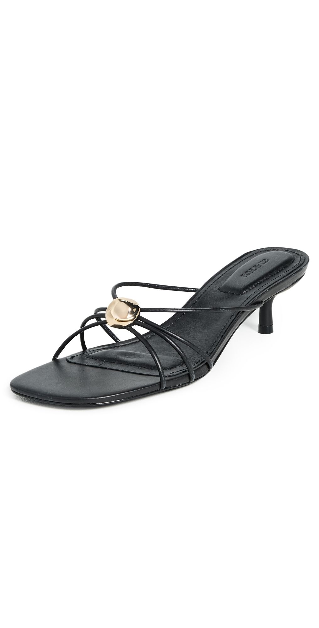 SIMKHAI Amaya Leather Strappy Kitten Heels Black 35