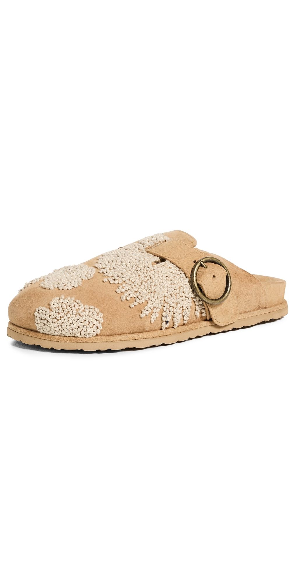 Laidback London Drift French Knot Mules Saffron Suede Natural 37