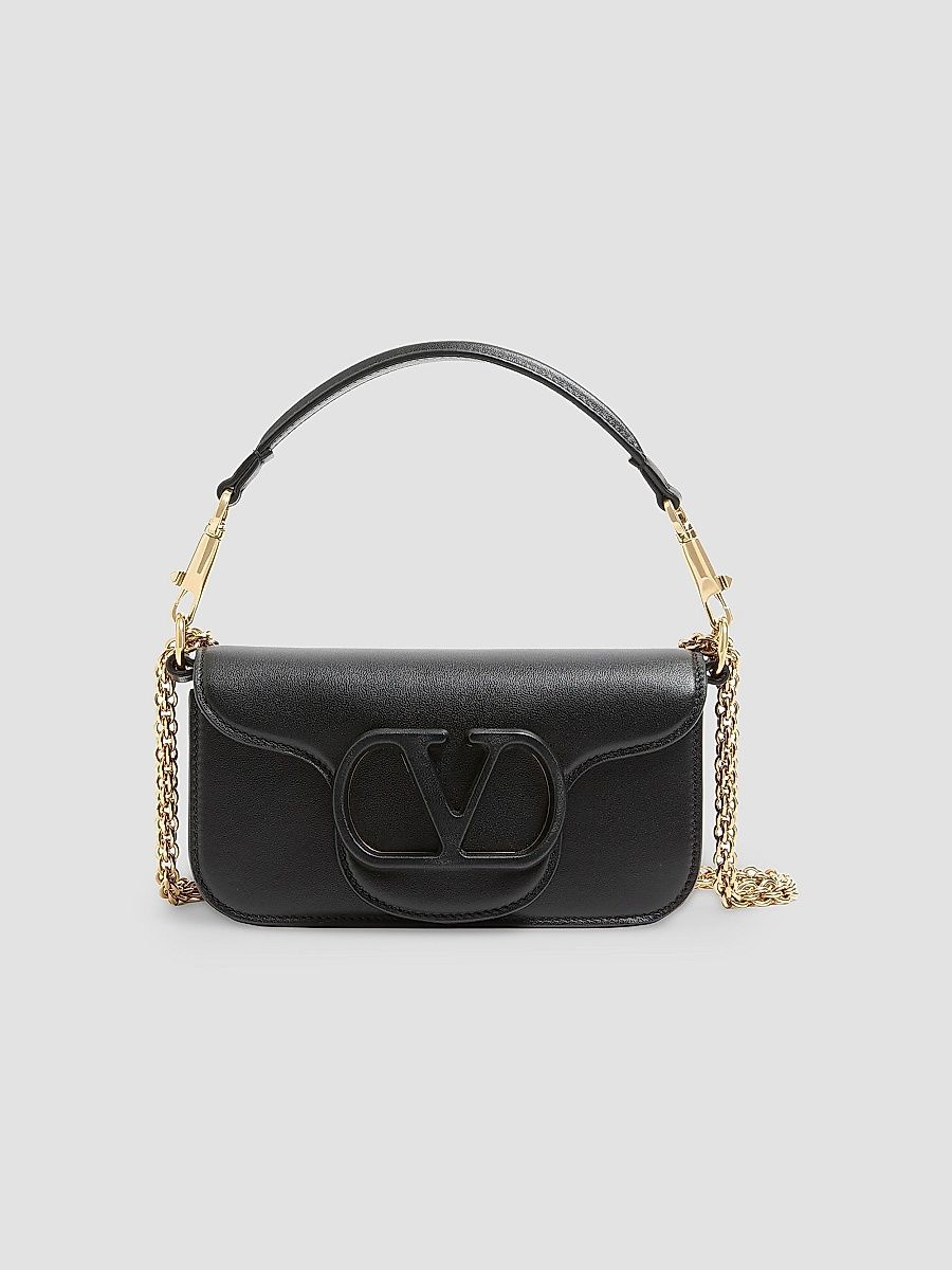 Valentino Women's Locò Small Shoulder Bag in Calfskin Leather - Black