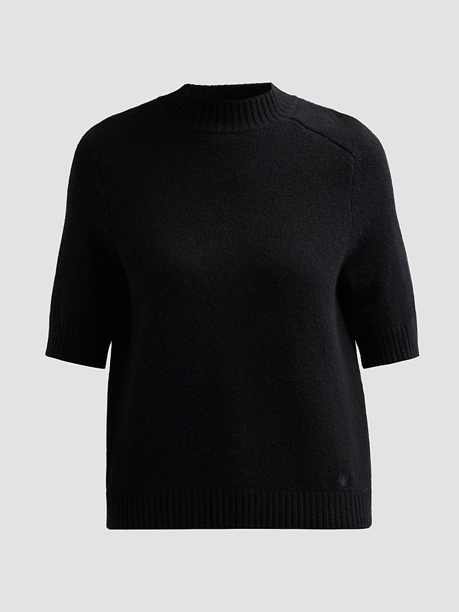 Women's Ruth Cashmere Elbow-Sleeve Top - Black - Size XS