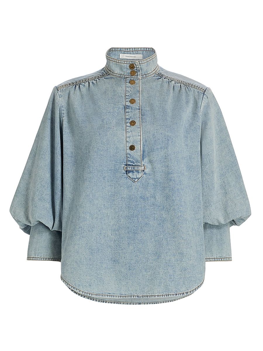 Women's Denim Oversized Blouse - Sea Foam - Size 8