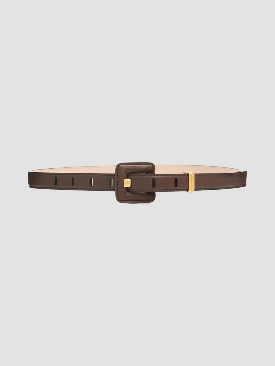 Balmain Women's Anthem Leather Belt - Marron Fonce - Size Medium