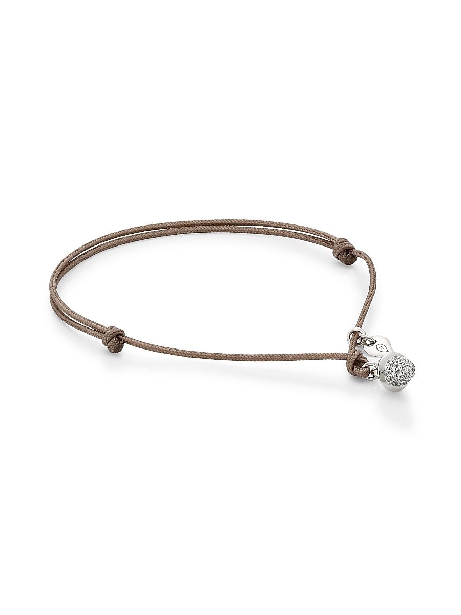 Women's My Mikado 18K White Gold & Diamond Pavé Acorn Sliding Knot Cord Bracelet - White Gold