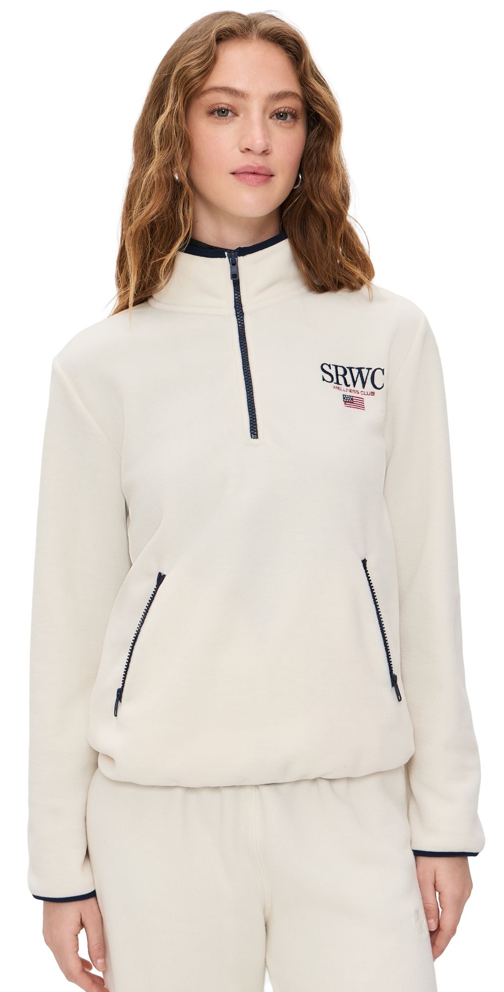 Sporty & Rich Nautical Polar Quarter Zip Ecru XS
