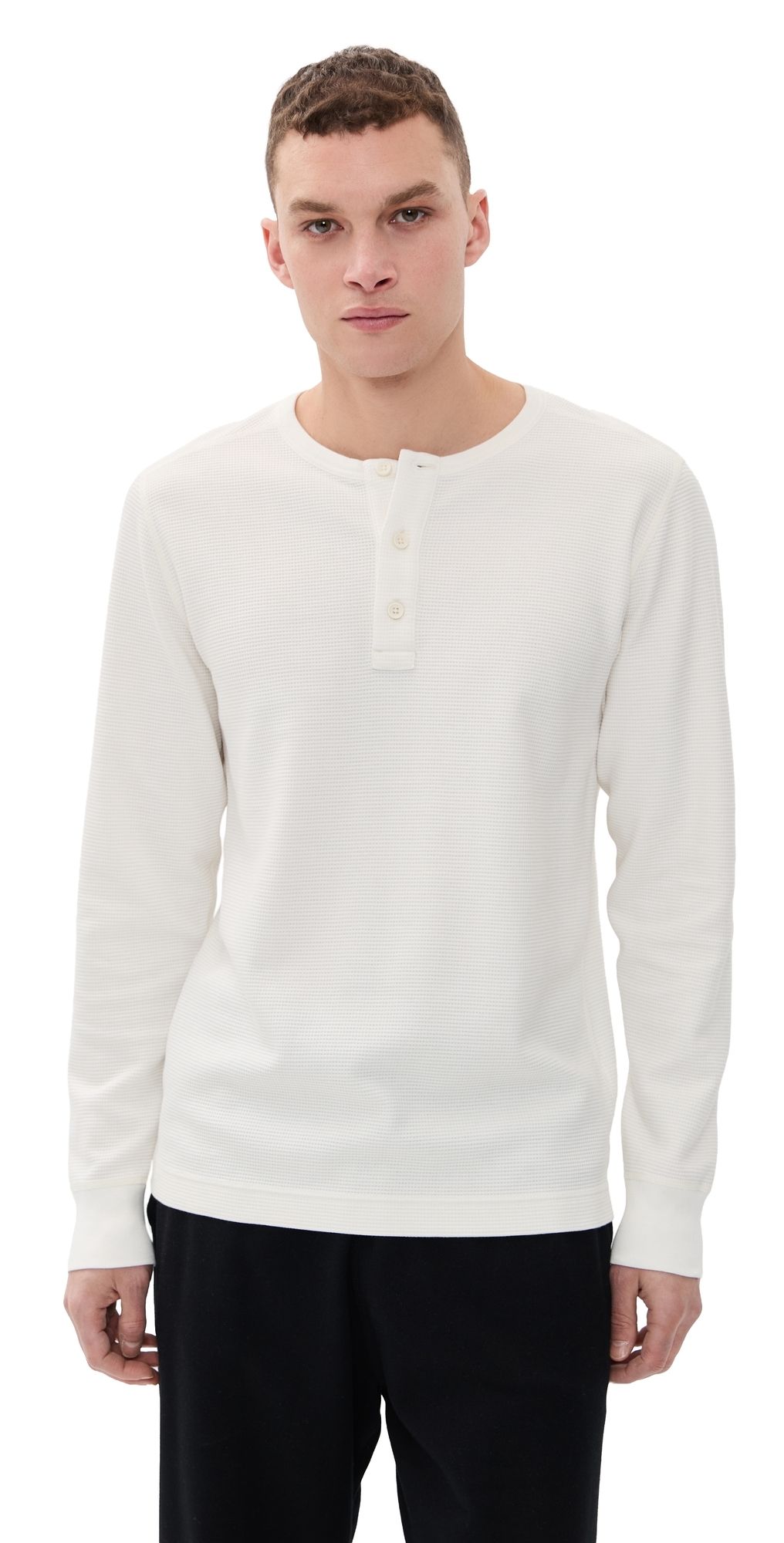 Reigning Champ Lightweight Waffle Standard Henley Championship White S
