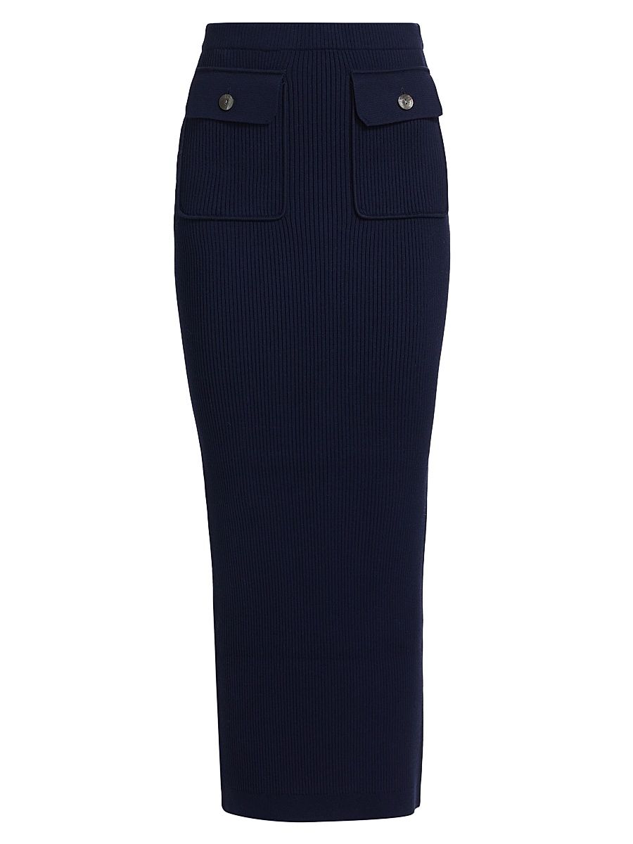 Women's Cadence Rib-Knit Midi-Skirt - Navy - Size Large