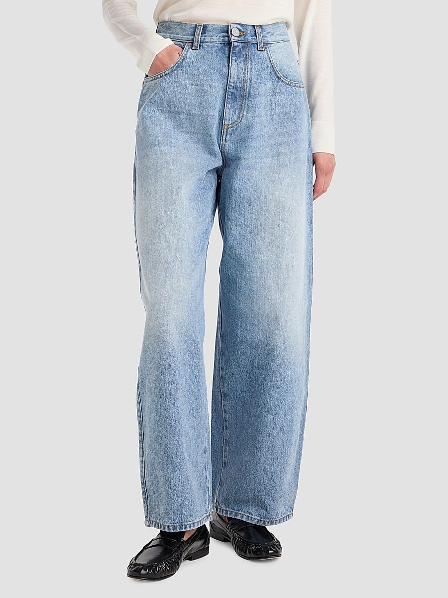 Women's Berber High-Waist Barrel-Leg Jeans - Classic Blue - Size 12