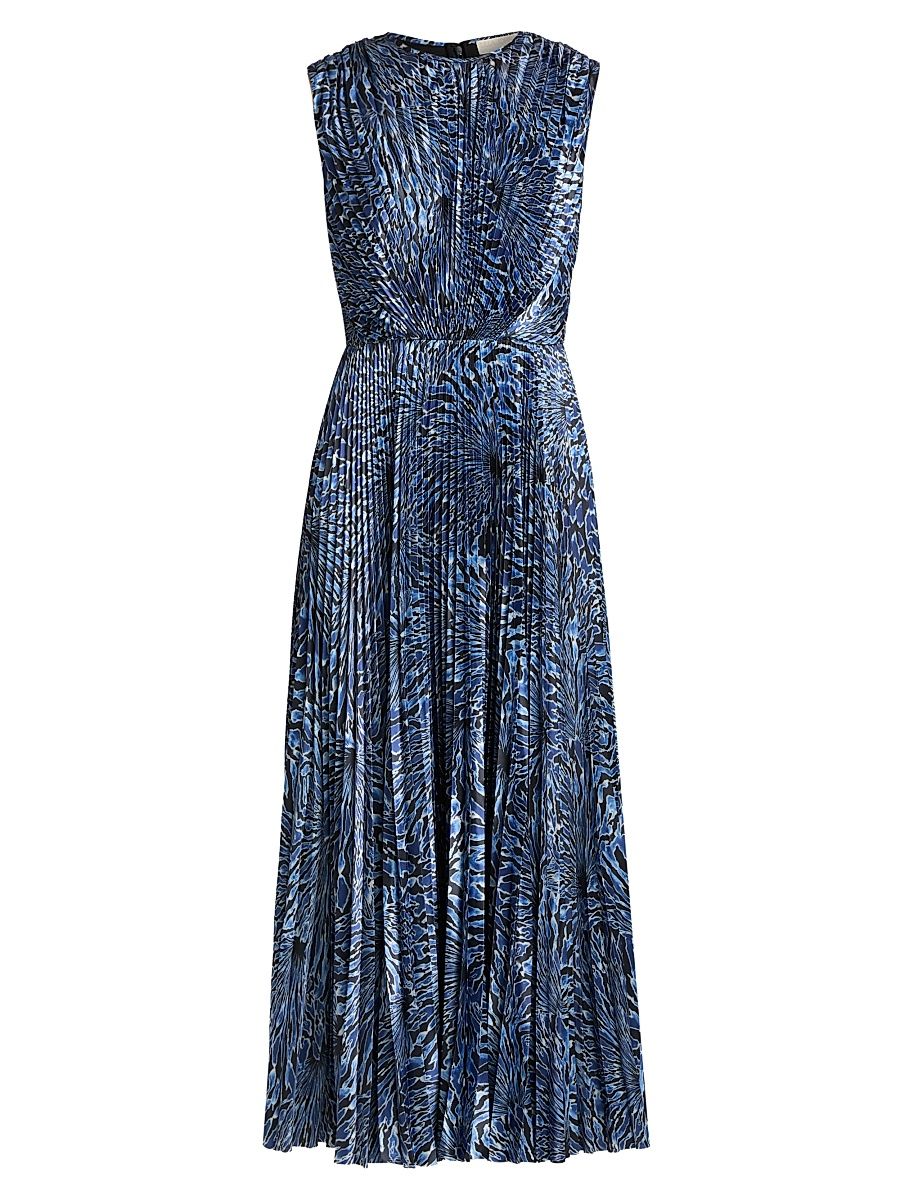 Women's Malin Pleated Satin Midi Dress - Lapis - Size 12