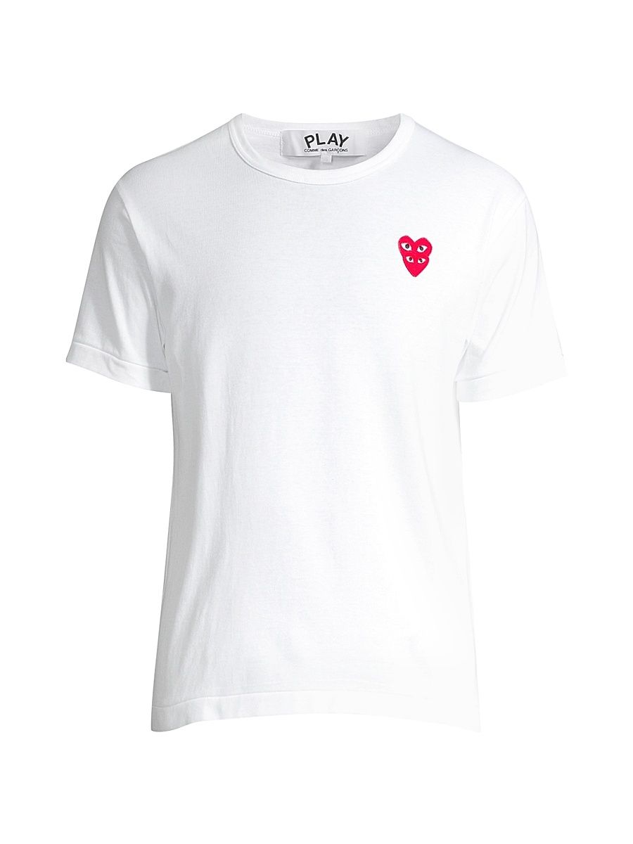 Men's Play Double Heart T-Shirt - White - Size XL