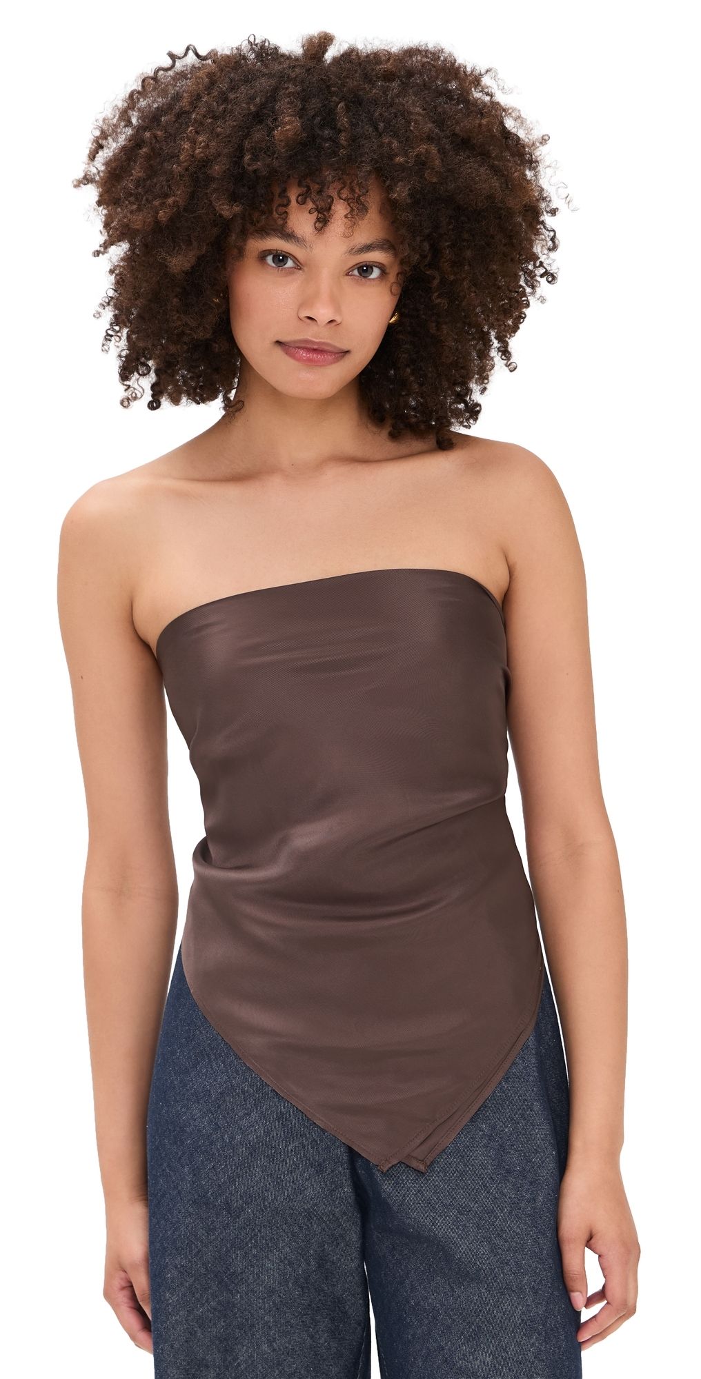 Enza Costa Fluid Twill Scarf Top Chocolate One Size