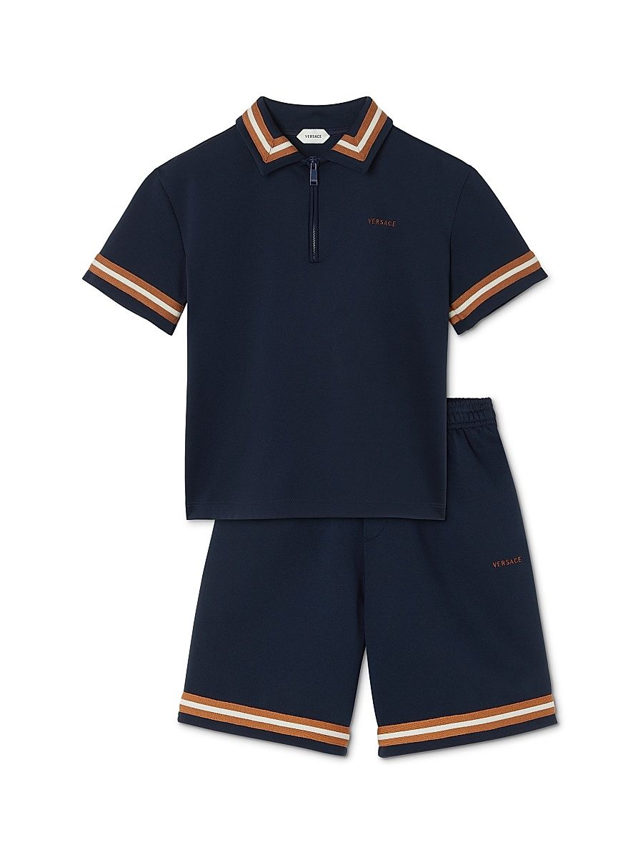 Little Boy's & Boy's Stretch Knit Shirt & Shorts Set - Dark Navy - Size 10