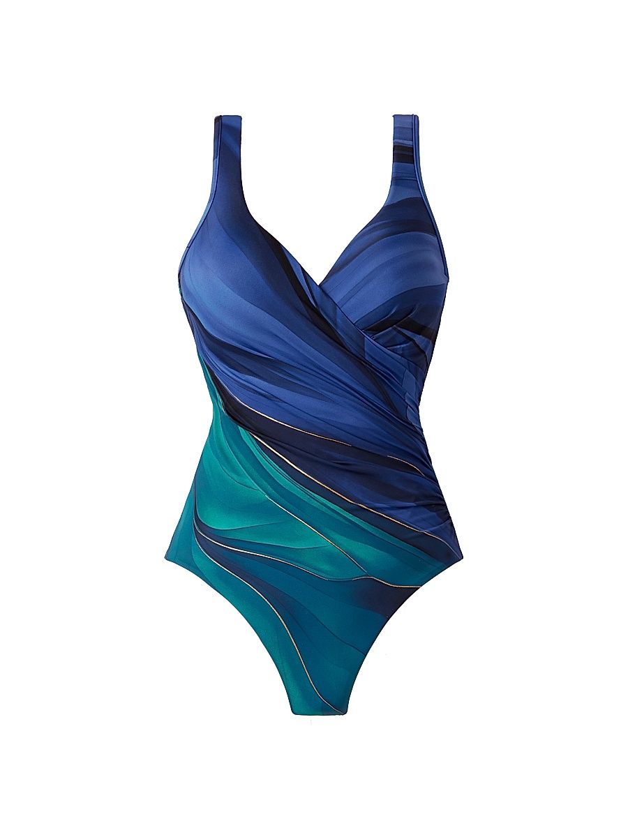 Women's Maldiva Underwire One-Piece Swimsuit - Blue Multi - Size 16