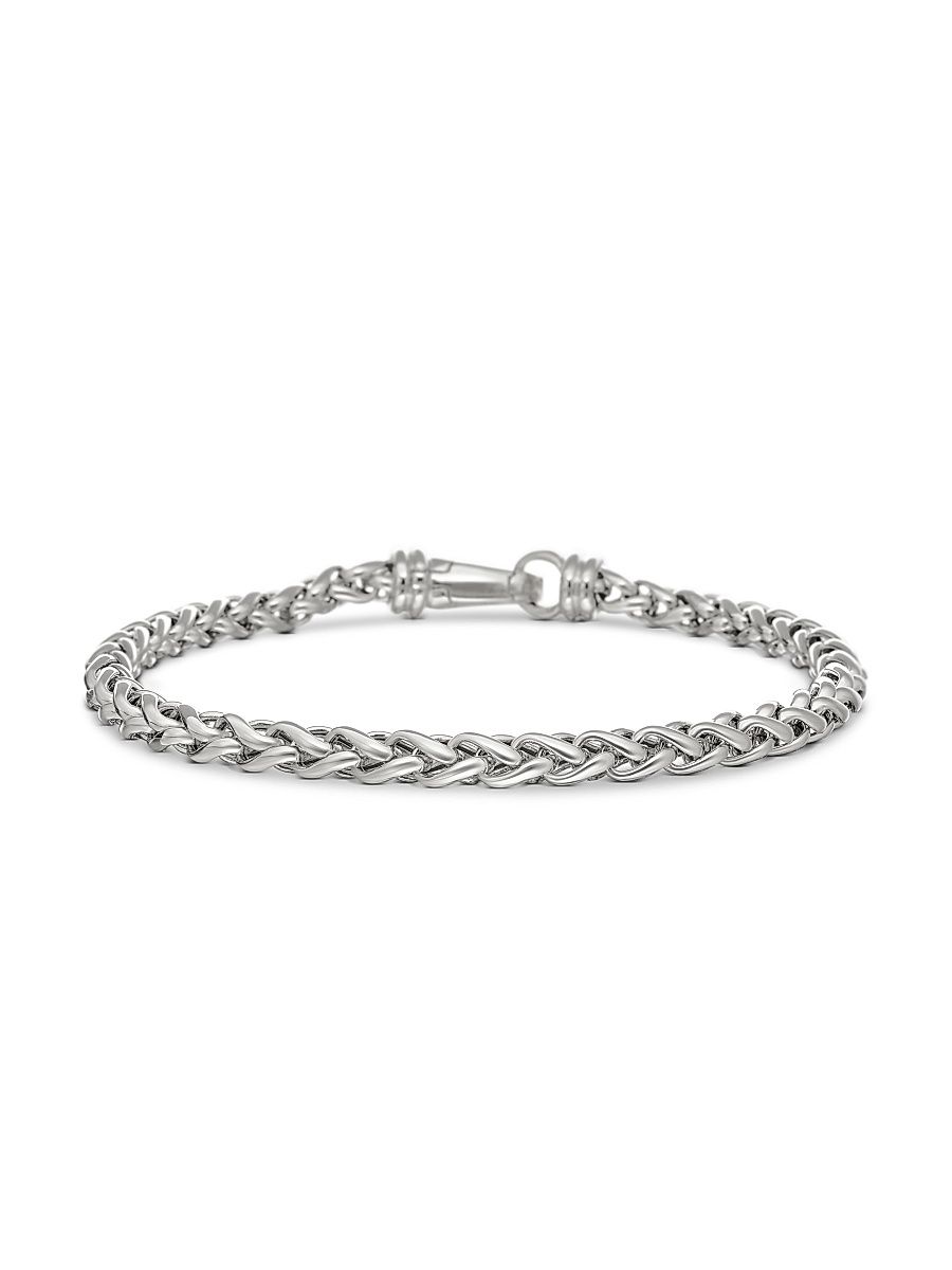 Men's Wheat Chain Bracelet - Sterling Silver - Size Large