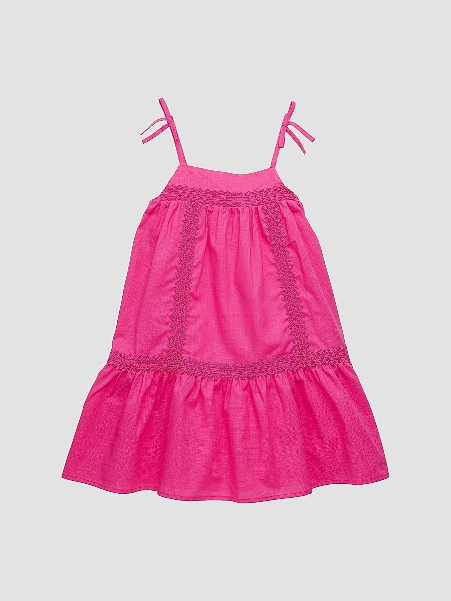 Little Girl's & Girl's Lace-Trim Cotton A-Line Minidress - Pink - Size 10