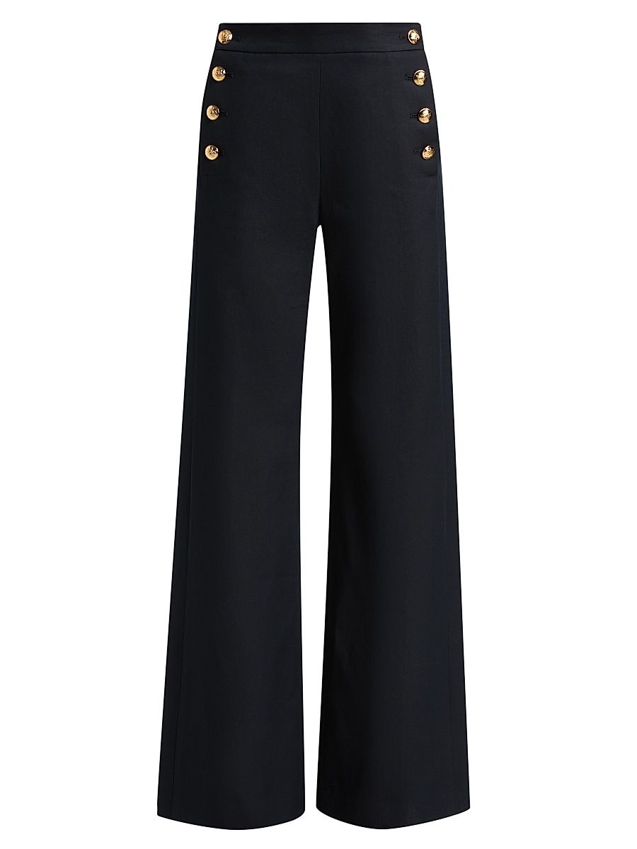 Women's Reed Cotton-Linen Sailor Pants - Midnight - Size 00