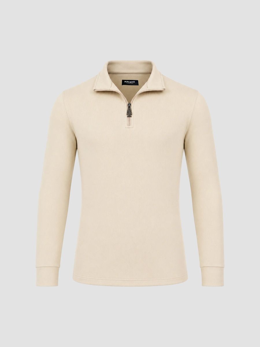 Maceoo Men's Athleisure Zipper Sweater - Beige - Size XL