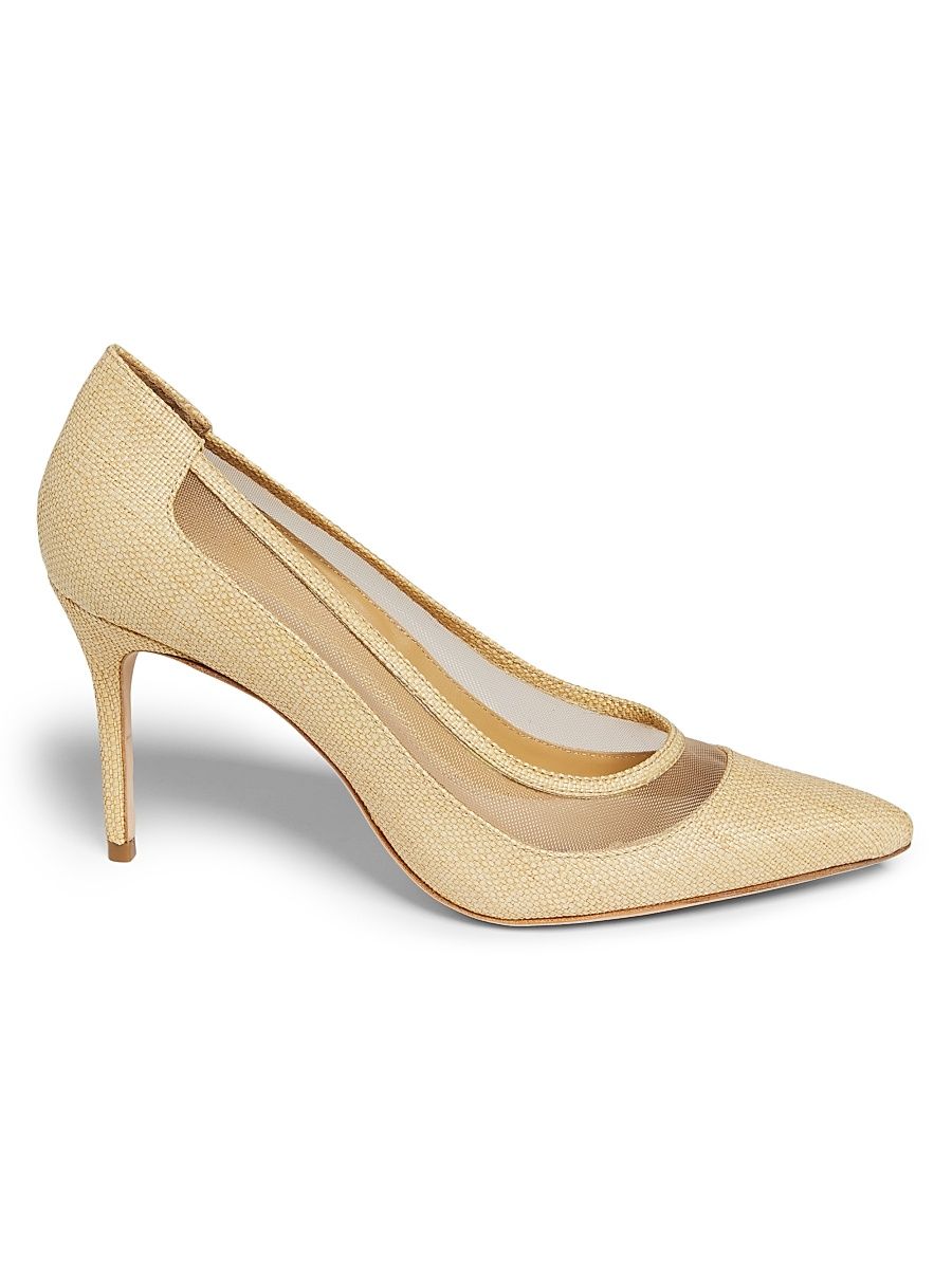 Women's 90MM Mesh & Raffia Pumps - Natural - Size 12