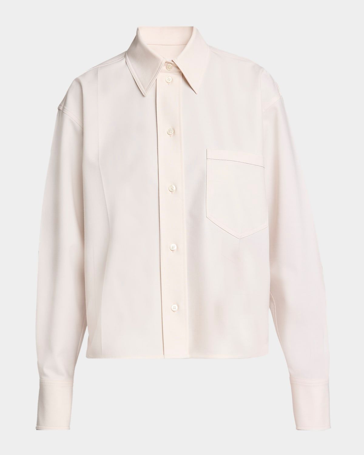 Long-Sleeve Cropped Button-Down Shirt