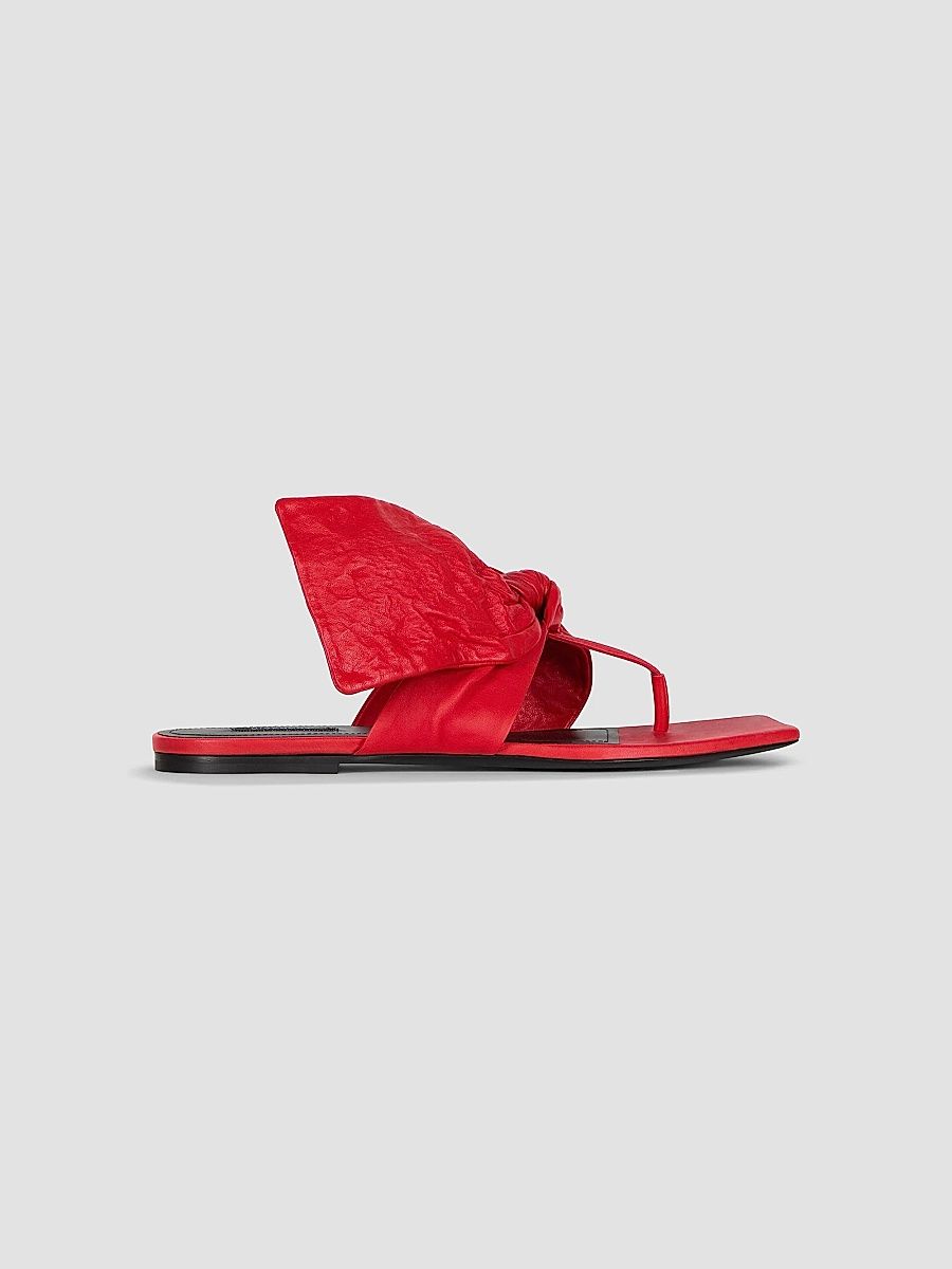 Givenchy Women's Boudoir Thongs in Nappa Leather with Bow - Vermillon - Size 11