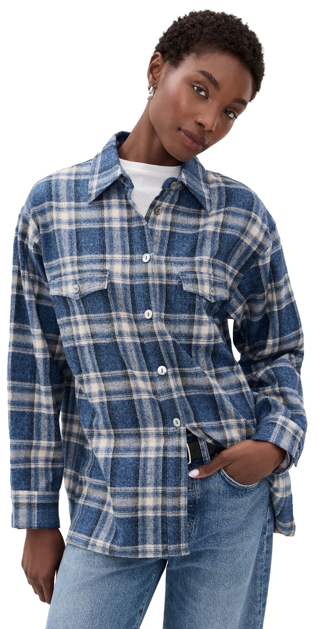 Citizens of Humanity Vintage Button Down Shirt Marina Plaid XS