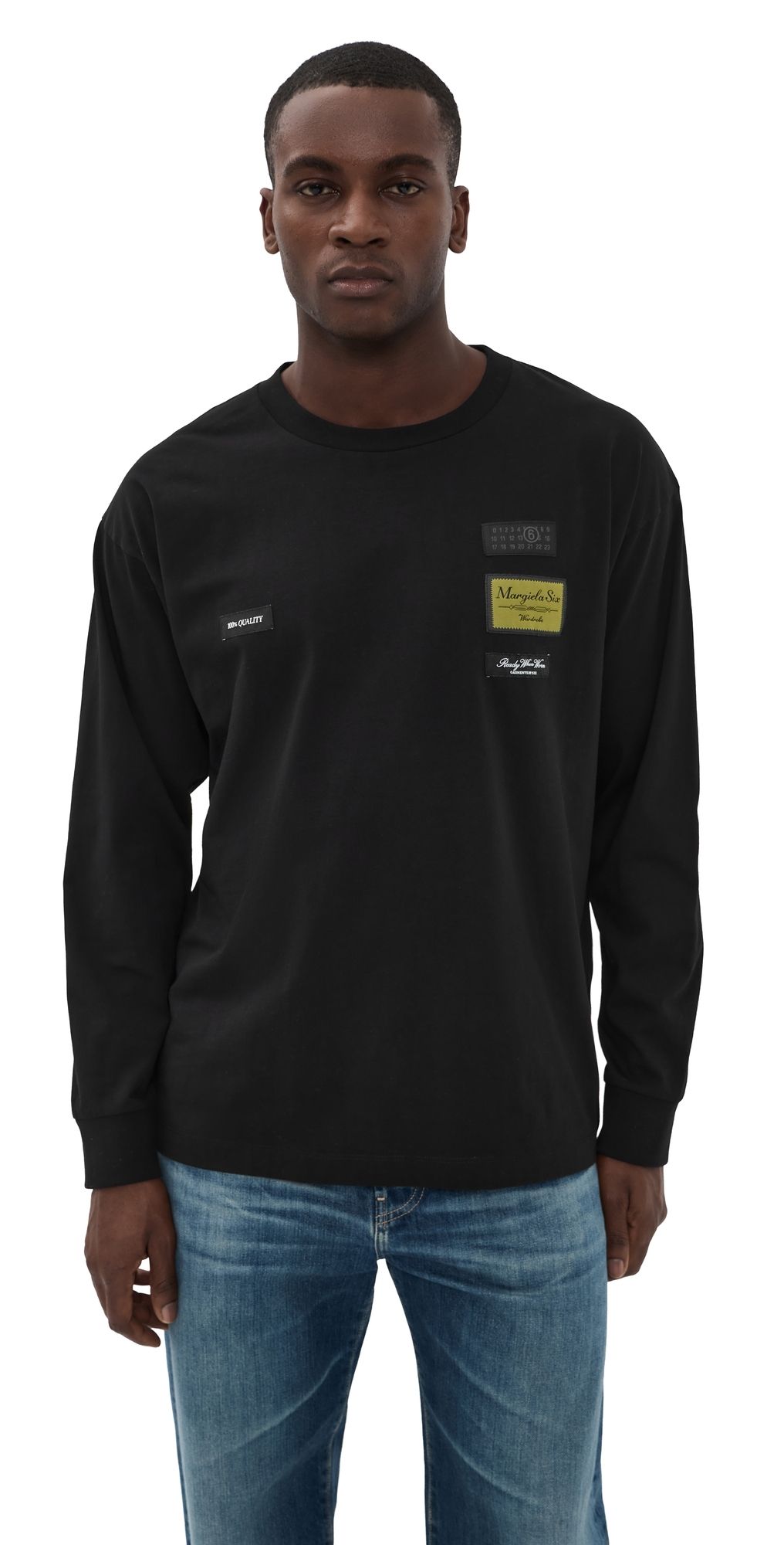 MM6 Maison Margiela Long Sleeve Logo Top Black XL