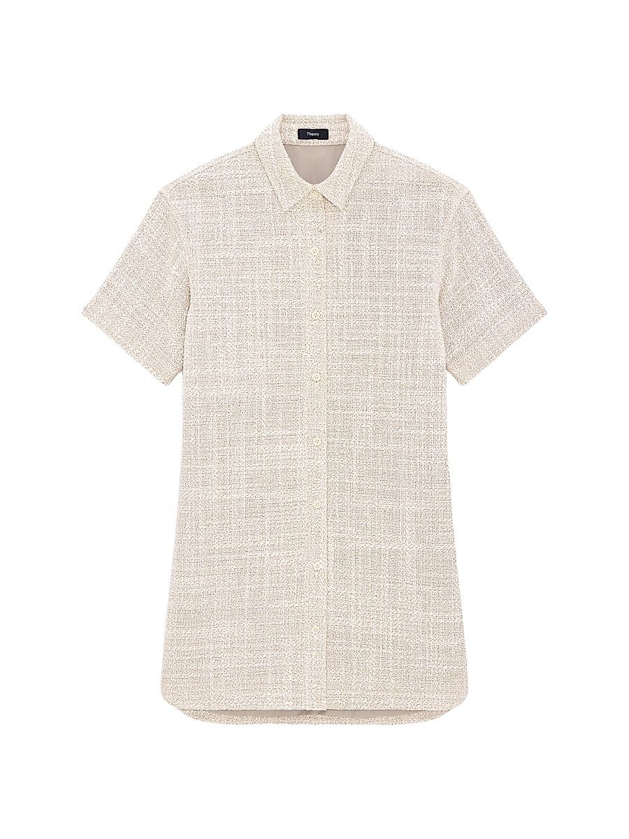 Women's Tweed Mini Shirtdress - Taupe Multi - Size Medium