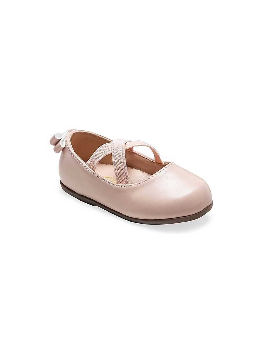 Tulleen Girl's Baby Girl's Charmed Cross Banded Ribbon Flats - Powder Pink - Size 10 (Toddler)
