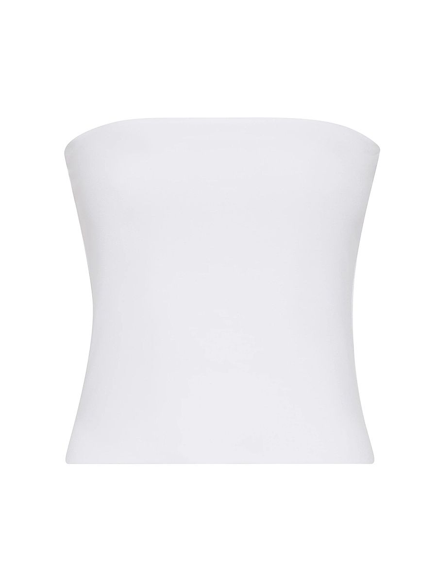 Women's Stretch Cotton Jersey Bandeau Top - White - Size Large