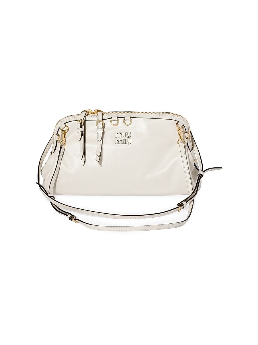 Women's Caprice Shiny Leather Shoulder Bag - White