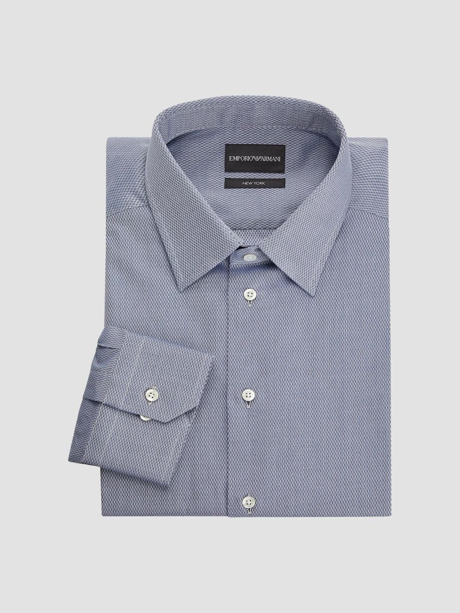 Emporio Armani Men's Cotton Dress Shirt - Navy - Size 16.5