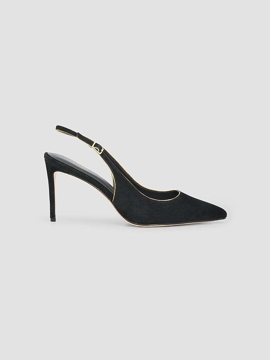 L'AGENCE Women's Vichy II 85MM Suede Slingback Pumps - Black Suede - Size 10