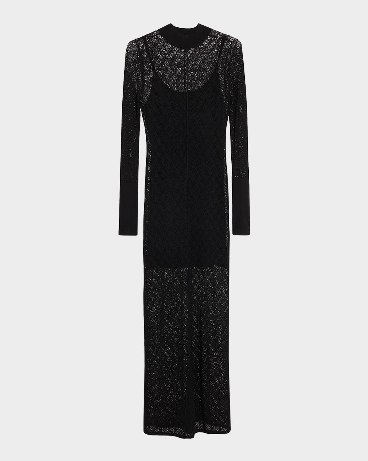 Lace Mock-Neck Maxi Dress